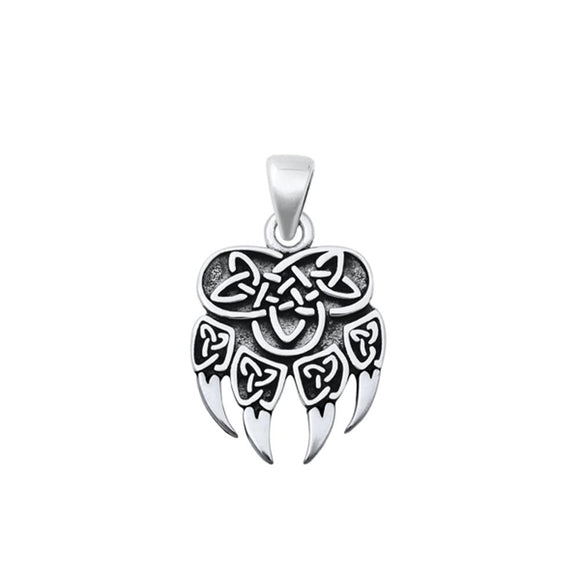 Sterling Silver Fashion Celtic Bear Paw Oxidized Claw Pendant .925 New Charm