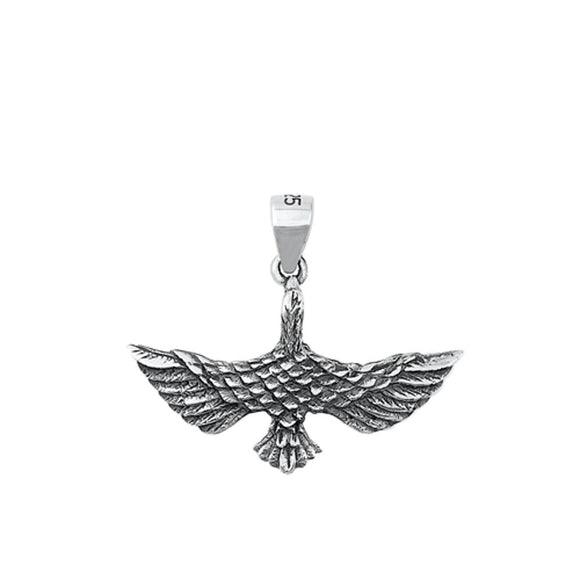 Sterling Silver Beautiful Eagle Pendant Raptor Bird Falcon Hawk Oxidized Charm