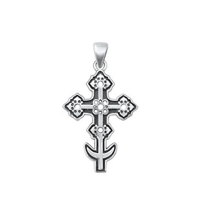 Sterling Silver Wholesale Russian Orthodox Cross Pendant Crescent Moon Charm 925