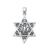 Sterling Silver Oxidized Jewish Star Shield Of David Filigree Pendant .925 New