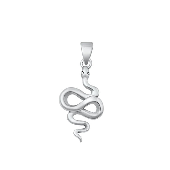 Sterling Silver Simple High Polished Swirl Snake Pendant .925 New Serpent Charm