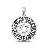 Sterling Silver Oxidized Medallion Star Of David Pendant Religion .925 NEW Charm