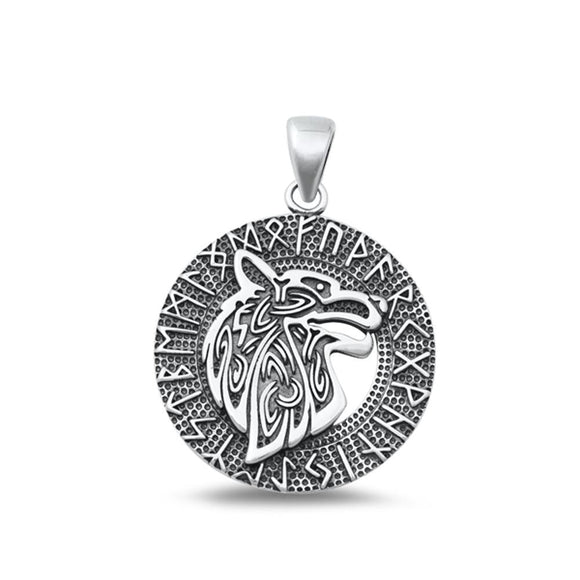 Sterling Silver Cute Viking Wolf Pendant Nordic Fashion Polished Charm 925 New