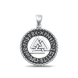 Sterling Silver Beautiful Oxidized Valknut Pendant Medallion Charm .925 New