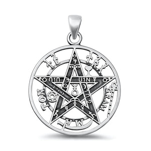 Sterling Silver Tetragrammaton Pentagram Polished Pendant To Exist 925 New Charm