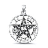 Sterling Silver Tetragrammaton Pentagram Polished Pendant To Exist 925 New Charm