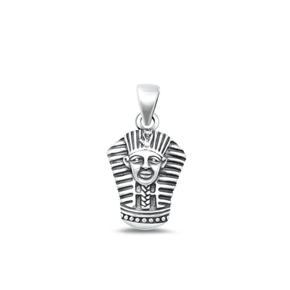 Sterling Silver High Polished Pharaoh Pendant Oxidized Charm 925 New