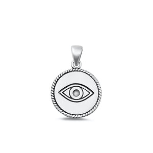 Sterling Silver Beautiful High Polished Evil Eye Pendant Oxidized Charm 925 New