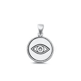 Sterling Silver Beautiful High Polished Evil Eye Pendant Oxidized Charm 925 New