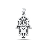 Sterling Silver Unique Oxidized Design Hamsa Pendant High Polished Charm 925 New