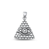 Sterling Silver Classic Eye of Providence Pendant Oxidized Charm 925 New