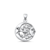 Sterling Silver Cute Moon Sun Star Pendant High Polished Charm 925 New