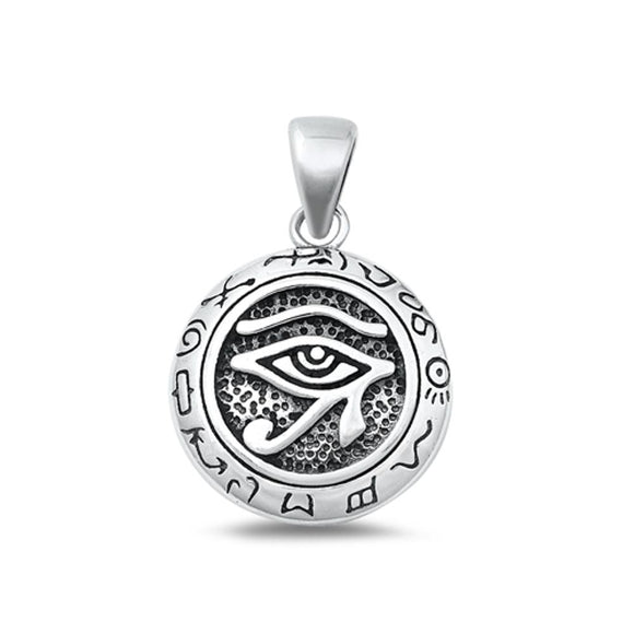 Sterling Silver Classic Eye of Horus & Zodiac Pendant High Polished Charm 925