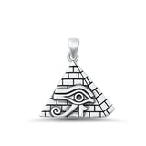 Sterling Silver Beautiful Eye of Horus Pyramid Pendant Prosperity Charm 925 New