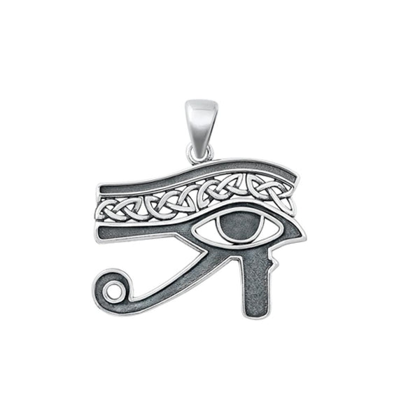 Sterling Silver Fashion Eye of Horus Pendant Oxidized Egyptian Charm .925 New