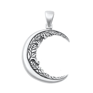 Sterling Silver Wholesale Cresent Moon w/ Vines Pendant Oxidized Charm 925 New