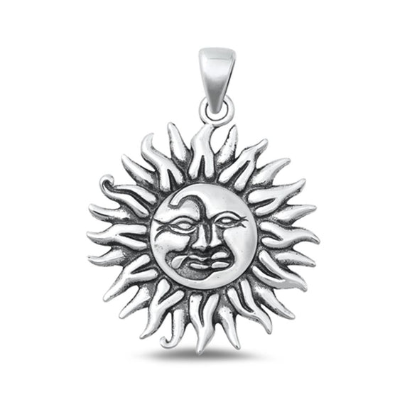 Sterling Silver Wholesale Sun Moon Pendant High Polished Oxidized Charm 925 New