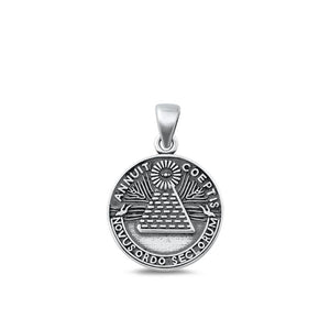 Sterling Silver Novus Ordo Seclorum Pendant Annuit Coeptis Medallion Charm .925