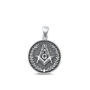 Sterling Silver Oxidized Masonic Freemanson Pendant Medallion Charm  .925 New