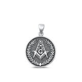 Sterling Silver Oxidized Masonic Freemanson Pendant Medallion Charm  .925 New