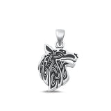 Sterling Silver Cute Viking Wolf Pendant Unique Polished Nordic Animal Charm