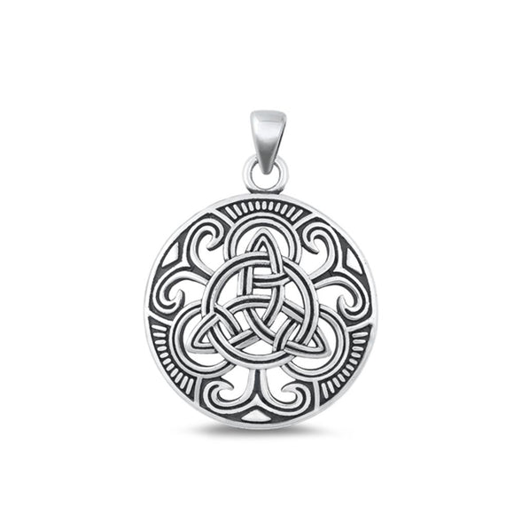 Sterling Silver Celtic Knot Triquetra Pendant .925 New Oxidized Medallion Charm