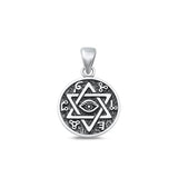 Sterling Silver Fashion Oxidized Star Of David Eye Charm Pendant .925 New