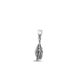 Sterling Silver Fashion Oxidized Feather Leaf Pendant Polished Charm .925 New