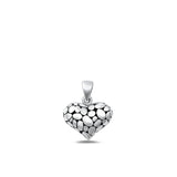 Sterling Silver Fashion Oxidized Puff Heart Pendant High Polished Charm .925 New