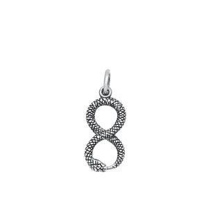 Sterling Silver Polished Infinity Knot Snake Pendant Oxidized Charm .925 New