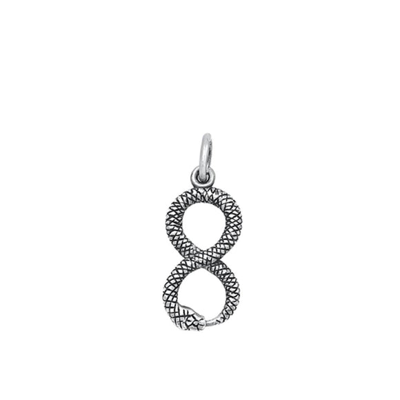 Sterling Silver Polished Infinity Knot Snake Pendant Oxidized Charm .925 New