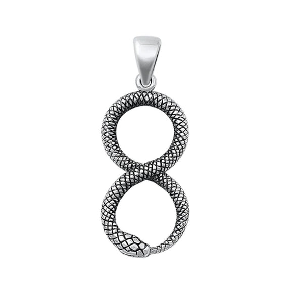 Sterling Silver Fashion Oxidized Snake Infinity Pendant Figure 8 Charm .925 New