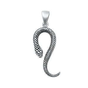 Sterling Silver Fashion Oxidized Snake Pendant High Polished Charm .925 New