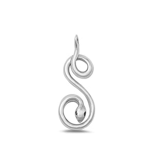 Sterling Silver Unique High Polished Snake Pendant Elegant Charm .925 New