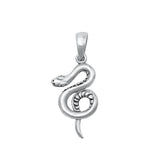 Sterling Silver Fashion Oxidized Snake Pendant .925 New High Polished Charm