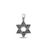 Sterling Silver Classic Jewish Star of David Pendant Oxidized Charm .925 New