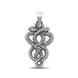 Sterling Silver Beautiful Intertwined Snakes Pendant Oxidized Charm .925 New