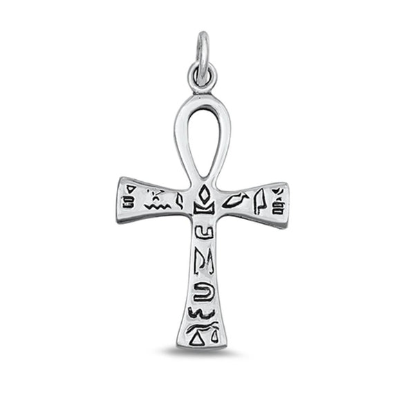 Sterling Silver Cute High Polished Ankh Pendant Egyptian Cross Charm .925 New