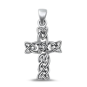 Sterling Silver Fashion Oxidized Celtic Cross Triquetra Pendant .925 New Charm