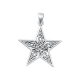 Sterling Silver Unique Celtic Star Pendant High Polished Oxidized Charm .925 New