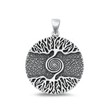 Sterling Silver Classic Tree of Life Pendant Oxidized Roots Medallion Charm .925