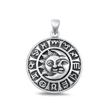 Sterling Silver Sun Moon Astrological Signs Pendant Medallion Charm .925 New