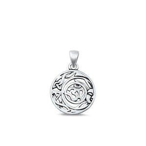 Sterling Silver High Polished Moon Sun Om Pendant Ohm Charm .925 New