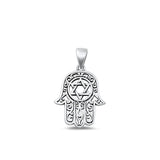 Sterling Silver Oxidized Hamsa & Star Of David Hand Charm Pendant .925 New