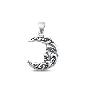 Sterling Silver Oxidized Celtic Man in the Moon Pendant Oxidized Charm .925 New