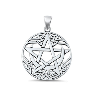 Sterling Silver Oxidized Celtic Pentagram Medallion Charm Pendant .925 New