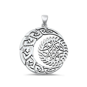 Sterling Silver Classic Celtic Moon Sun Pendant High Polished Charm .925 New