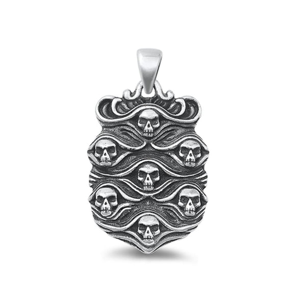 Sterling Silver Wholesale Oxidized Skulls Pendant High Polished Charm .925 New