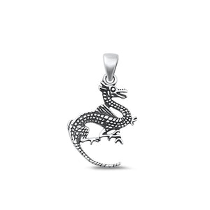 Sterling Silver Unique Fashion Dragon Oxidized Fantasy Charm Pendant .925 New