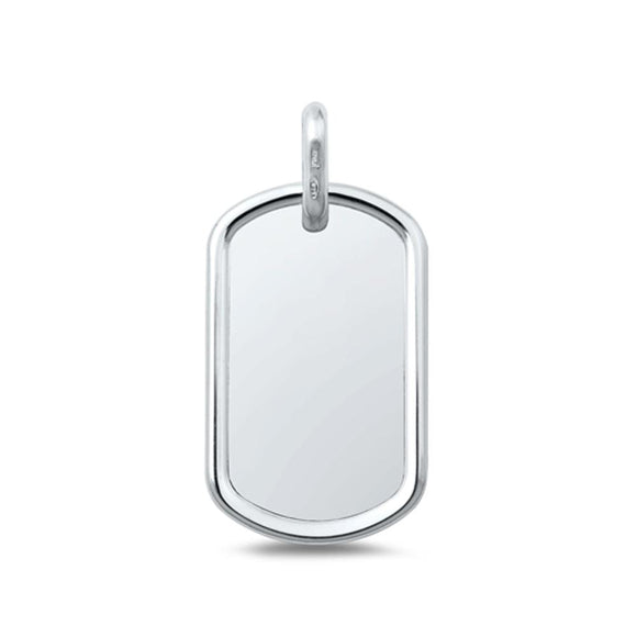 Sterling Silver High Polished Dog Tag Pendant .925 New Military Charm